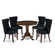 Pemberly Row 5-Piece Dining Table Set in Walnut Finish with Black Chairs
