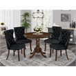 Pemberly Row 5-Piece Dining Table Set in Walnut Finish with Black Chairs