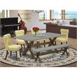 Pemberly Row 6-Piece Dining Set with Table and Bench in Multi-Color