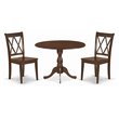 Pemberly Row 3-Piece Dining Set with X-Back Chairs in Mahogany Finish
