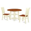 Pemberly Row 3-Piece Round Dining Set with Drop Leaves in Buttermilk/Cherry