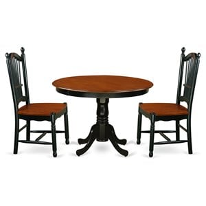Pemberly Row 3-Piece Round Pedestal Dining Set in Black & Cherry Finish