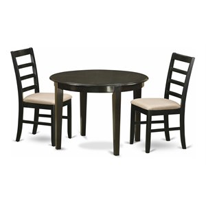 Pemberly Row 3-Piece Round Wood Dining Set with Chairs in Cappuccino Finish