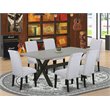 Pemberly Row 7-Piece X-Style Dining Set with Upholstered Chairs in Gray