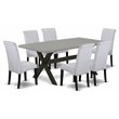 Pemberly Row 7-Piece X-Style Dining Set with Upholstered Chairs in Gray