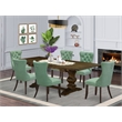 Pemberly Row 7-Piece Kitchen Set in Willow Green and Distressed Jacobean