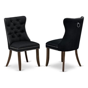 Pemberly Row Linen Fabric Parson Dining Chairs in Black Set of 2