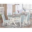 Pemberly Row X-Style 7-Piece Wood Dining Set White Finish Multi-Color