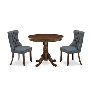 Pemberly Row 3-Piece Dining Table Set in Antique Walnut Gray