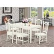 Pemberly Row 7-Piece Wood Dining Set with Panel Back Chairs in Linen White
