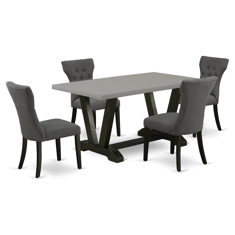 Pemberly Row 5-Piece Rectangular Wood Dining Set in Black and Gray