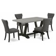 Pemberly Row 5-Piece Rectangular Wood Dining Set in Black and Gray