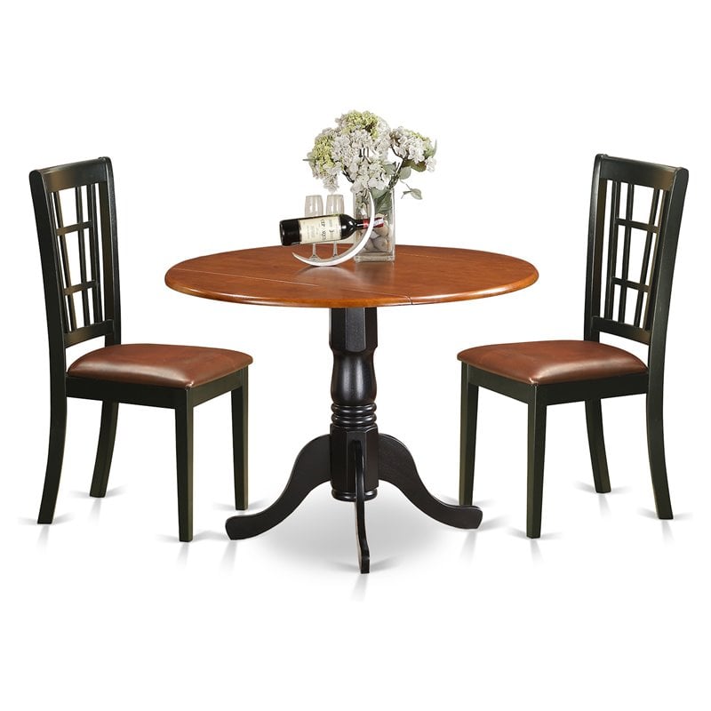 Pemberly Row 3-Piece Wood Dining Table Set with Black & Cherry Finish
