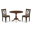 Pemberly Row 3-Piece Mahogany Dining Set with Linen Fabric Chairs