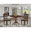 Pemberly Row 3-Piece Mahogany Dining Set with Linen Fabric Chairs