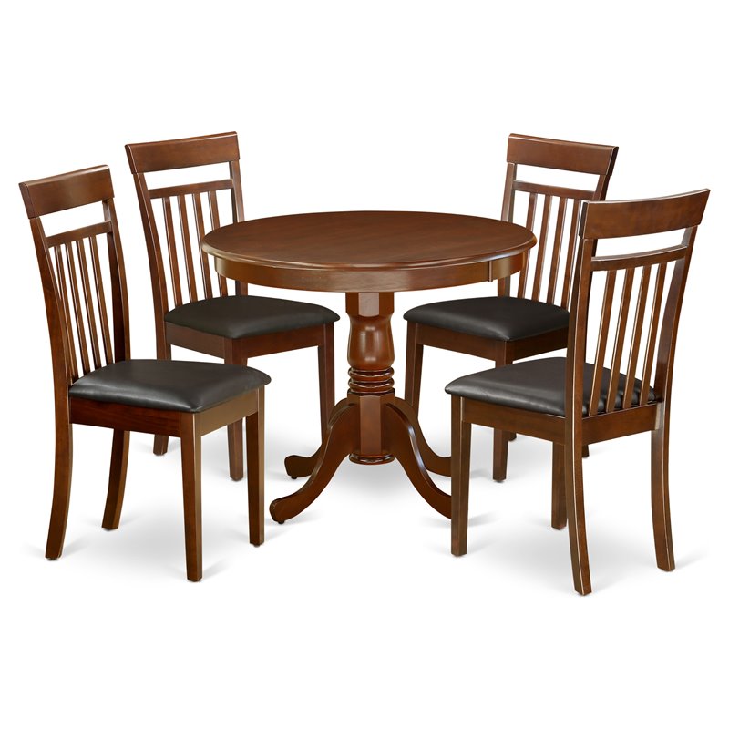 Pemberly Row 5-Piece Mahogany Dining Set with Faux Leather Chairs