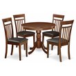 Pemberly Row 5-Piece Mahogany Dining Set with Faux Leather Chairs