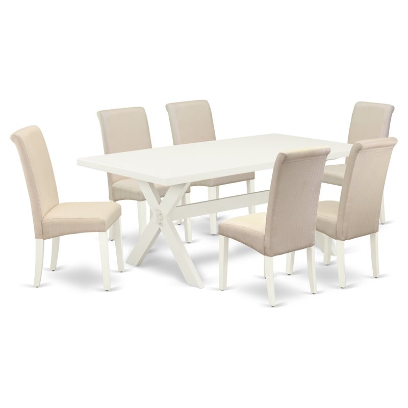 Pemberly Row 7-Piece Wood Dining Table Set with Cream Finish