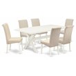 Pemberly Row 7-Piece Wood Dining Table Set with Cream Finish