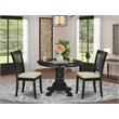 Pemberly Row 3-Piece Wood Dining Set with Linen Seats in Black