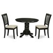 Pemberly Row 3-Piece Wood Dining Set with Linen Seats in Black