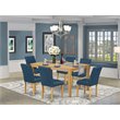 Pemberly Row 7-Piece Wood Dining Set Oak Finish with PU Leather Chairs