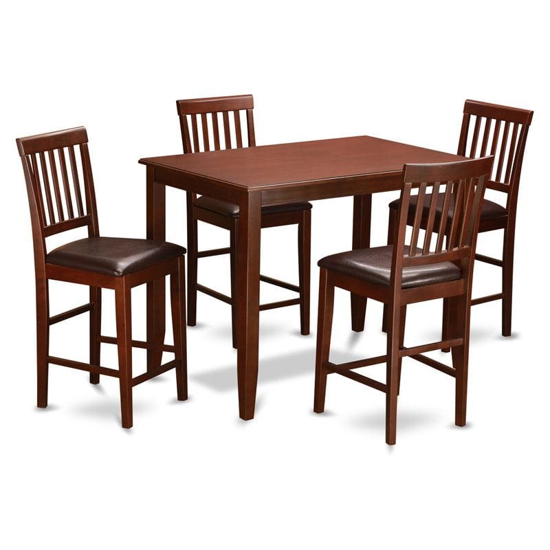 Pemberly Row 5-Piece Wood Counter Height Dining Set Mahogany Finish