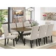 Pemberly Row X-Style 9-Piece Dining Set with Parson Chairs in Linen White