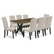 Pemberly Row X-Style 9-Piece Dining Set with Parson Chairs in Linen White