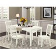 Pemberly Row 5-Piece Dining Set with Slatted Chairs in Linen White Wood