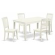 Pemberly Row 5-Piece Dining Set with Slatted Chairs in Linen White Wood