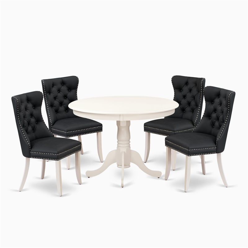 Pemberly Row 5-Piece Modern Dinette Set in Linen White and Dark Gray
