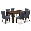 Pemberly Row 7-Piece Rubberwood Kitchen Table Set in Jacobean/Gray