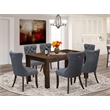 Pemberly Row 7-Piece Rubberwood Kitchen Table Set in Jacobean/Gray