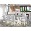Pemberly Row V-Style 9-Piece Wood Dining Set in Cement and Linen White