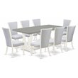 Pemberly Row V-Style 9-Piece Wood Dining Set in Cement and Linen White