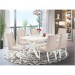 Pemberly Row 7-Piece X-Style Wood Dining Set in Cream Finish