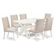 Pemberly Row 7-Piece X-Style Wood Dining Set in Cream Finish
