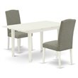 Pemberly Row 3-Piece Wood Rectangular Dining Table Set in Linen White