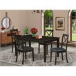 Pemberly Row 5-Piece Dining Set with Leather Seats in Cappuccino Finish
