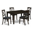 Pemberly Row 5-Piece Dining Set with Leather Seats in Cappuccino Finish