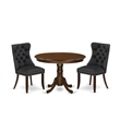 Pemberly Row 3-Piece Wood Dining Table Set in Mahogany and Dark Gray