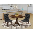 Pemberly Row 3-Piece Wood Dining Table Set in Mahogany and Dark Gray