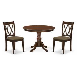 Pemberly Row 3-Piece Wood Dining Table Set with X-Back Chairs in Mahogany