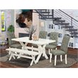 Pemberly Row 6-Piece Wood Dining Set in Linen White and Smoke