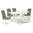 Pemberly Row 6-Piece Wood Dining Set in Linen White and Smoke