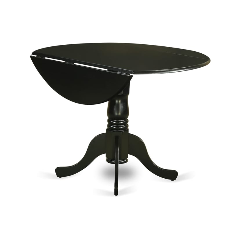 Pemberly Row 3-Piece Kitchen Table Set Rubberwood Black Dark Gray