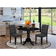 Pemberly Row 3-Piece Kitchen Table Set Rubberwood Black Dark Gray