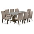Pemberly Row 9-Piece Wood Dining Set with Parson Chairs in Dark Brown