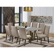 Pemberly Row 9-Piece Wood Dining Set with Parson Chairs in Dark Brown